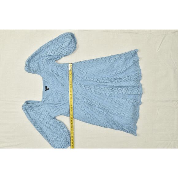 NEW Torrid Blue Lace A-Line Dress Size 00 M/L Short Sleeve Blue Blend - Picture 2 of 8